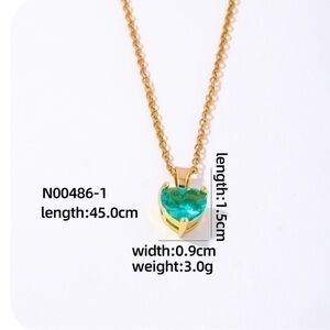 Gold Necklace with Green Heart Pendant